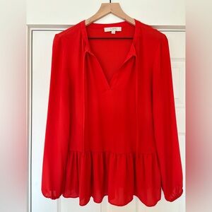 Women’s LOFT Red Peplum Blouse